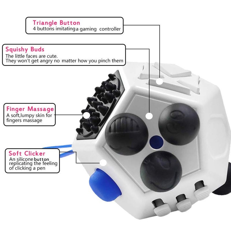 UOOEFUN Fidget Toys Kids,12 Sided Cube Toys ,Fidget Toy Relieves Stress and Anxiety,Relax for Children and Adults with ADHD ADD OCD Autism (White A2) - Image 4